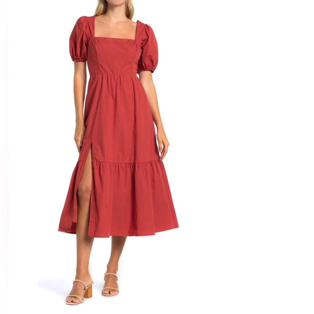 ASTR the Label Poplin Tiered Midi Dress